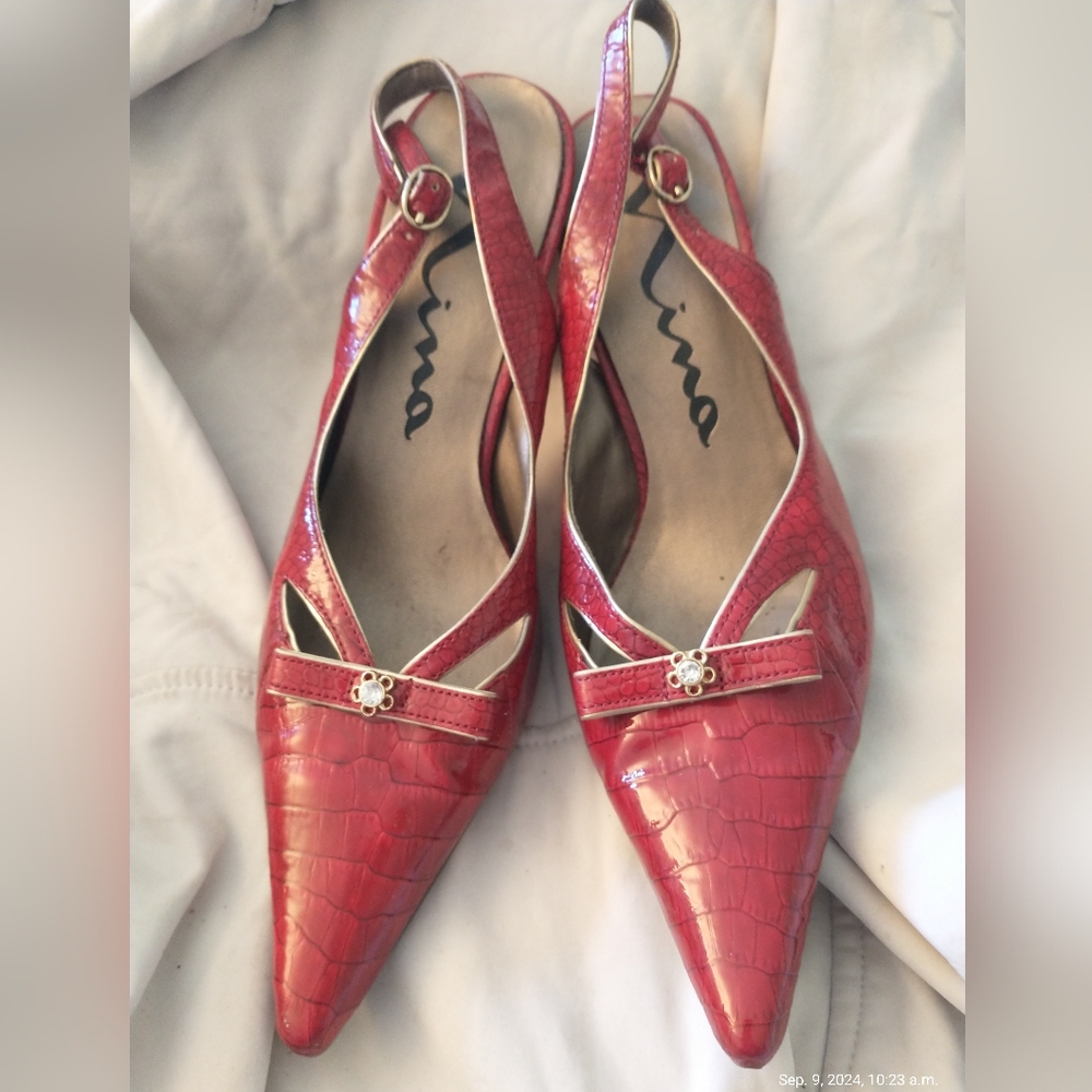 NINA Candy Red Slingback Heels